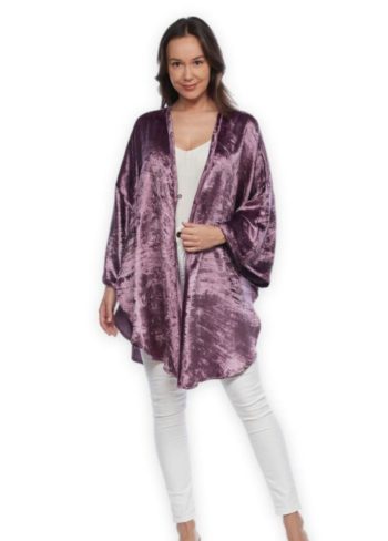 Aubergine - plus size velvet kimono jacket - claire powell