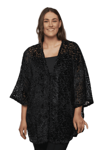 Claire Powell | Black Lace Velvet – Kimono Jackets