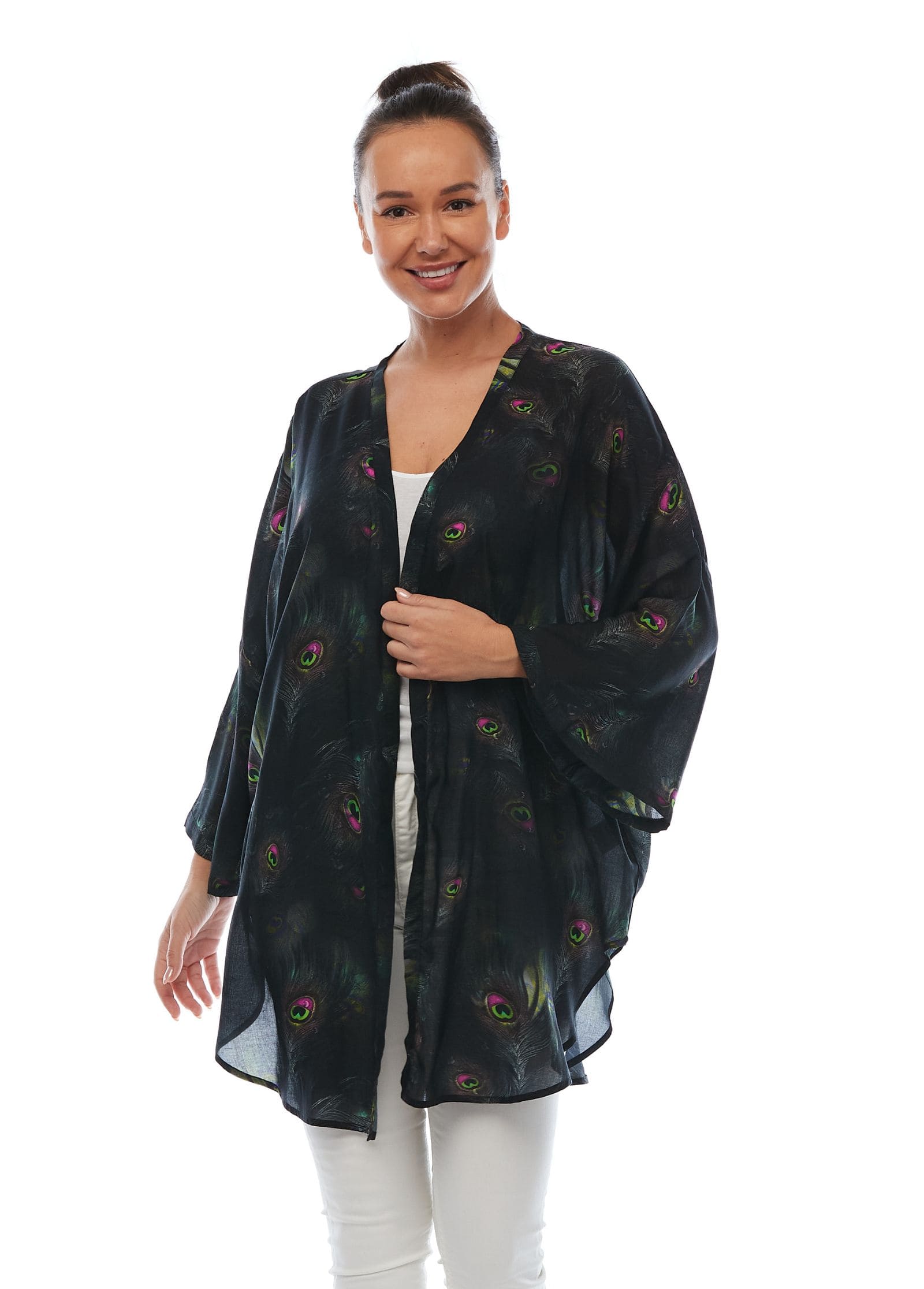 Claire Powell | Peacock Kimono Jacket Free Size | Plus Size Online